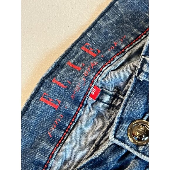 Elle Skinny Jeans Mid Rise Denim Stretch Cotton Blend Pockets Light Blue Size 8R - Picture 3 of 10
